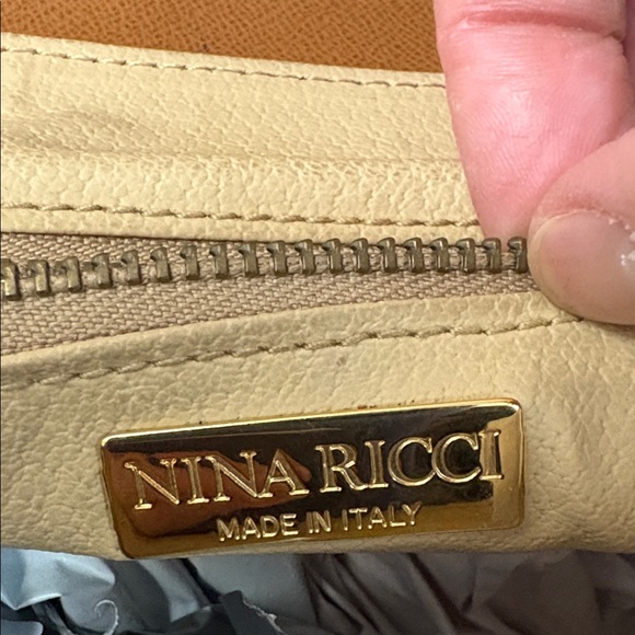 Like new Nina Ricci Tan Leather clutch Bag, can be WOC